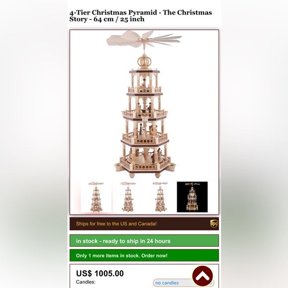 Handmade 4-Tier Christmas Pyramid Müller Kleinkunst Seiffen/Germany - Picture 6 of 9